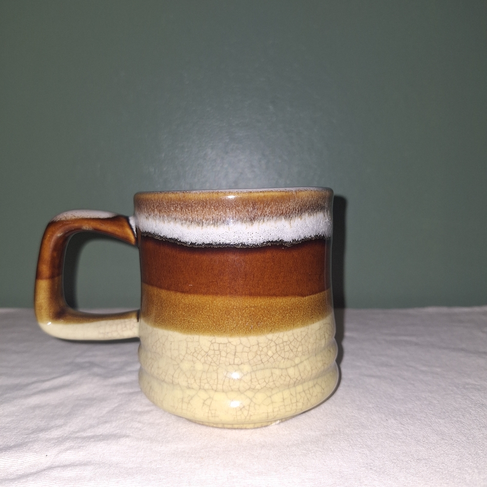 Vintage Rustic Brown and Cream Ceramic Mug
